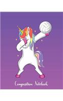Composition Notebook: Volleyball Dabbing Unicorn Pink Purple Composition Notebook Back to School 7.5 x 9.25 Inches 100 College Ruled Pages Journal
