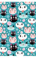 Bullet Journal Notebook Funny Cats Pattern: 112 Page Numbered Graph Style Grid Bullet Journal with Index Pages and Key Pages in Portable 6 X 9 Size.
