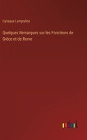 Quelques Remarques sur les Fonctions de Grèce et de Rome