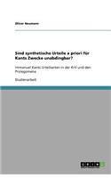 Sind synthetische Urteile a priori für Kants Zwecke unabdingbar?