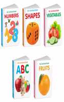 Early Learning Little Library for Toddlers : Pocket Books Set of ABC, Vegetables, Shapes, Fruits and Numbers - Toddler learning books set, Baby board books collection | Pack of 5 Books for Kids