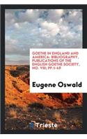 Goethe in England and America: Bibliograhy
