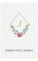 " J " Sermon Notes Journal: 52 Weekly spreads - 6" x 9" 120 Pages 1 Full Year - Sermon Notes Journal with Monogram Initial ' J ' - soft matte cover.