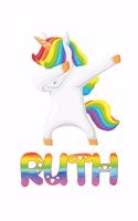 Ruth: Ruth 6x9 Journal Notebook Dabbing Unicorn Rainbow