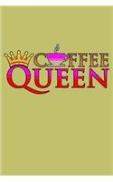 Coffee Queen: With a matte, full-color soft cover, this lined journal is the ideal size 6x9 inch, 54 pages cream colored pages . It makes an excellent gift as wel