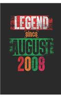 Legend Since August 2008: Graph Ruled Notebook / Journal (6" X 9" - 5 X 5 Graph Ruled) - 11th years old Birthday Gift and Anniversary Gift for Women and Men