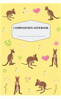 Joey Baby Kangaroo Composition Notebook: Cute Yellow Kangaroo Notebook for Elementary and Middle School Pretty Australian Kangaroo Composition Journal for Girls to Write in Beautiful Green 