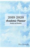 2019-2020 Academic Planner Weekly and Monthly Blue Butterfly