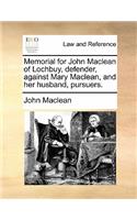 Memorial for John Maclean of Lochbuy, defender, against Mary Maclean, and her husband, pursuers.