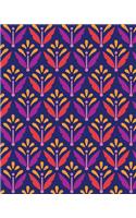 Bullet Grid Journal: Pattern Orange and Purple, 150 Dot Grid Pages, 8x10, Professionally Designed