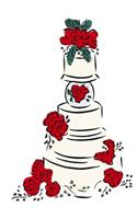 Wedding Journal Wedding Cake Red Flowers: (Notebook, Diary, Blank Book)