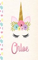 Chloe: Personalized Unicorn Journal For Girls - 8.5x11 110 Pages Notebook/Diary With Pink Name