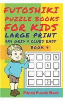 Futoshiki Puzzle Books For kids - Large Print 4 x 4 Grid - 4 clues - Easy - Book 4