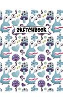 Sketchbook: Sketching, Drawing, Doodling Large Journal For Kids 150 Blank Pages 8.5 x 11 Monster 11