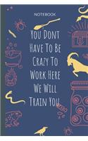 You Dont Have To Be Crazy To Work Here We Will Train You.: Lined Journal, 100 Pages, 6 x 9, Blank Journal To Write In, Gift for Co-Workers, Colleagues, Boss, Friends or Family Gift