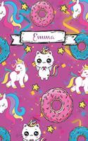 Emma: Glossy Sketchbook Cute Cat Unicorn Doughnut Kawaii Sketch Book for Girls 111 Pages of 6x9 inch Blank Paper for Drawing, Doodling or Sketching Sketch