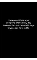 Knowing what you want and going after it every day is one of the most beautiful things anyone can have in life.: Journal or Notebook (6x9 inches) with 120 doted pages.