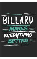 Billard Makes Everything Better: Funny Cool Billard Journal - Notebook - Workbook Diary - Planner-6x9 - 120 College Ruled Lined Paper Pages With An Awesome Comic Quote On The Cover.
