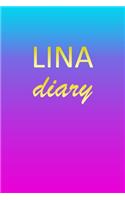 Lina: Journal Diary - Personalized First Name Personal Writing - Letter L Blue Purple Pink Gold Effect Cover - Daily Diaries for Journalists & Writers - J