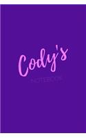 Cody's Notebook: Cody 6x9 personalized journal notebook. Attractive girly sassy modern stylish purple pink cover. Arty stylish pretty journal for girls.
