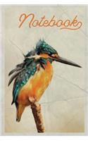 Notebook: Martin Pescador Professional Composition Book Journal Diary for Men, Women, Teen & Kids Vintage Retro Design Kingfisher Habitat