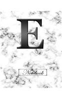 E Notebook: Alphabet Marble Cover Notebook, 100 Lined Pages, Notes, Personalised With Initial, Journal, Jotter