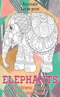 Childrens Animal Coloring Books - Animals - Large Print - Elephants