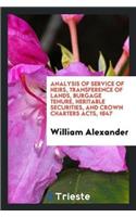 Analysis of Service of Heirs, Transference of Lands, Burgage Tenure, Heritable Securities, and Crown Charters Acts, 1847