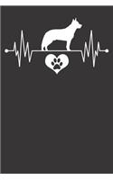 Dog Trainer Notebook: Australian Cattle Dog Heartbeat ECG Love Heart Paw Gift 6x9 College Ruled 120 Pages Student Teacher School