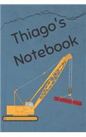 Thiago's Notebook: Construction Equipment Crane Cover 6x9 100 Pages Personalized Journal Drawing Notebook