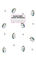 Blank Sheet Music Notebook: Cute Unicorn Matte Cover Design with 110 Pages White Paper Interior for Musician Students and Professionals Playing Piano, Ukelele, Mandolin and Oth