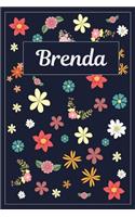 Brenda: Lined Writing Notebook with Personalized Name 120 Pages 6x9 Flowers