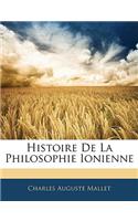 Histoire De La Philosophie Ionienne