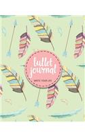 Bullet Journal Dot Grid for 90 Days, Pastel Feather Tribal Numbered Pages Quarterly Journal Diary,: Large Bullet Journal 8x10 with 150 Dot Grid Pages with Number