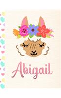 Abigail: Personalized Llama Sketchbook For Girls With Pink Name - 8.5x11 110 Pages. Doodle, Draw, Sketch, Create!