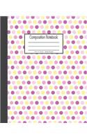 Composition Notebook: 7.5x9.25, Wide Ruled - Colorful Pink, Purple and Yellow Dots