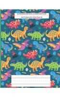 Kindergarten Composition Notebook Dinosaur: Primary Story Journal: Dotted Midline and Picture Space - Grades K-2 School Exercise Book - 100 Story Pages - Blue(1 Kids Jurassic Composition Notebooks)