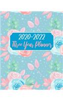 2020-2022 Three Year Planner: Cute Blue Floral, 36 Months Calendar Agenda Schedule Organizer Business Planners and Journal January 2020 to December 20222 With Holidays and inspir