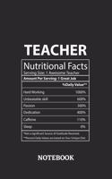 Nutritional Facts Teacher Awesome Notebook: 6x9 inches - 110 blank numbered pages - Greatest Passionate working Job Journal - Gift, Present Idea
