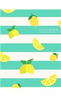 Notebook: Large Lined Notebook Lemons Green Stripes