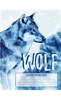 Wolf Composition Notebook: College Ruled, 7.44 X 9.69, 75 sheets, 150 lined pages.