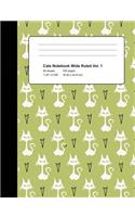 Cats Notebook Wide Ruled Vol 1: Lined Composition Book 100 Pages(1 Primary Writing Stationery - Cats)