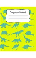 Composition Notebook: Dinosaur Composition Notebook Back to School 7.5 x 9.25 Inches 100 Wide Ruled Pages Journal Diary Gift Triceratops T-Rex Raptor Green