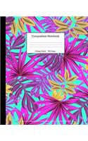 Composition Notebook: Tropical Greens College Ruled 100 Pages Blank Lined Cute Notebooks for Girls Teens Kids