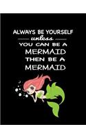 Always Be Yourself Unless You Can Be a Mermaid Then Be a Mermaid: Beautiful Mermaid Notebook with Quote Inspirational Diary Journal to Write in for Girls Travel Journal Blank Lined 8.5x11