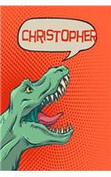 Christopher: Dino Draw and Write Personalized Name Notebook Journal Diary Sketchbook with 120 Lined Pages