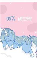 99% Unicorn: College Ruled Notebook Composition Book Diary Letter