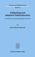 Wahlprufung Und Subjektiver Wahlrechtsschutz