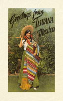 Vintage Lined Notebook Greetings from Tijuana, Senorita in Serape