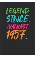Legend Since August 1957: Graph Paper Notebook - 62nd Birthday Gift or 62nd Anniversary Gift Idea